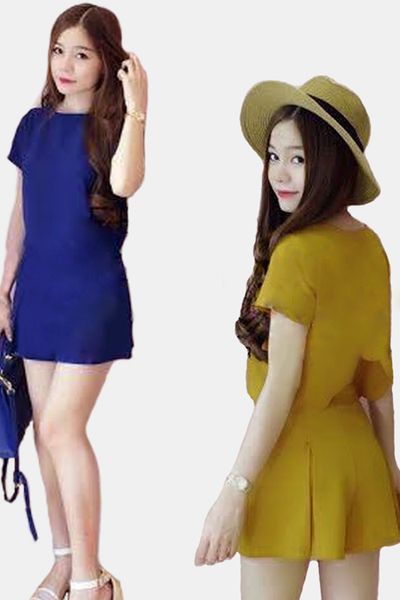 Set áo răng cưa chân váy xòe - mc159