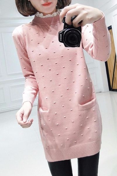 Áo len viền cổ ren al0959