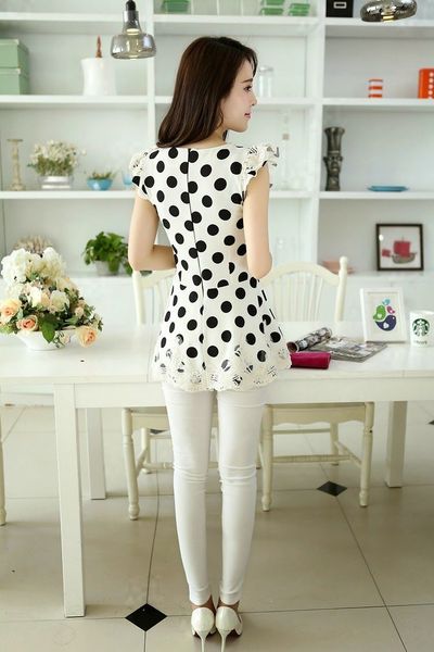 Áo chấm bi phối ren linda - mc109 ms0800