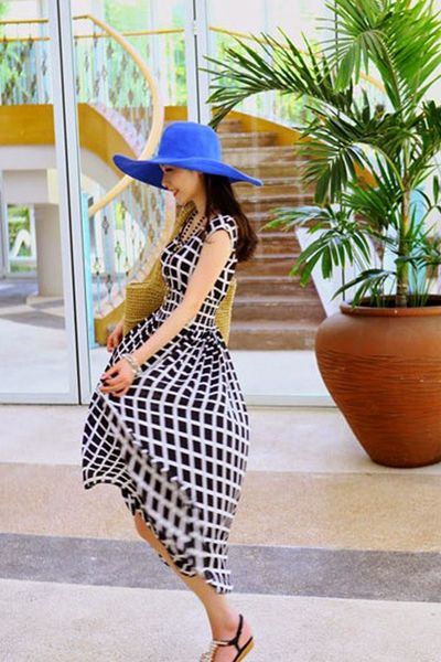 Đầm maxi caro thanh lịch - 1354