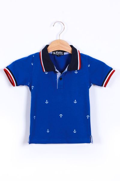 Áo polo họa tiết mỏ neo xanh bích 10 1 ri 7 cái