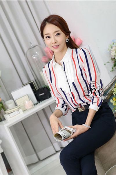 Áo sơ mi phối sọc màu av0956