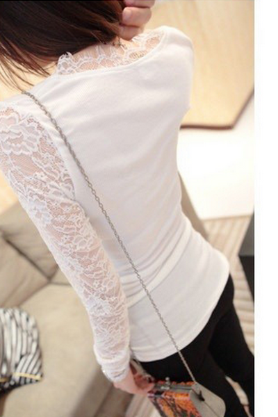 Áo dài tay phối ren công sở