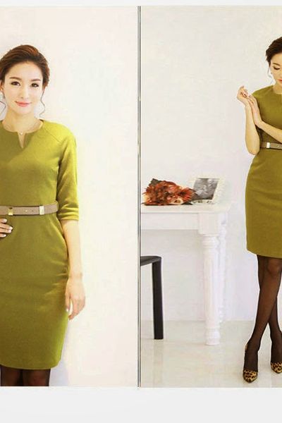Đầm công sở chữ v sang trọng - 0957