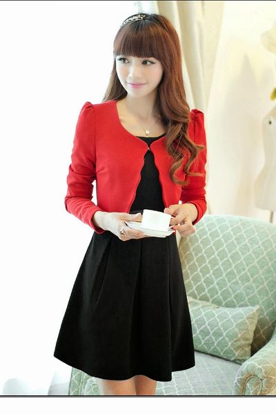 Set váy xòe áo khoác lửng gợn sóng ms1048