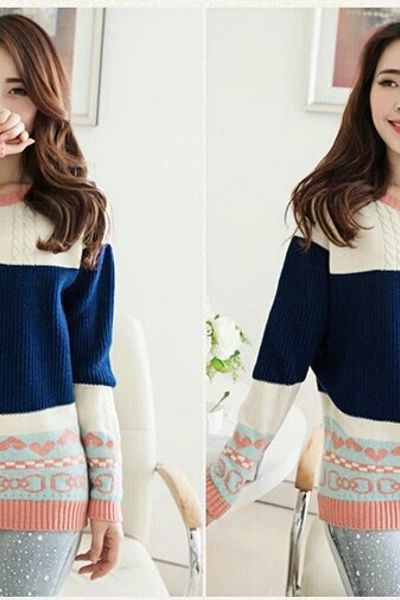 Áo len họa tiết phối màu - 0985