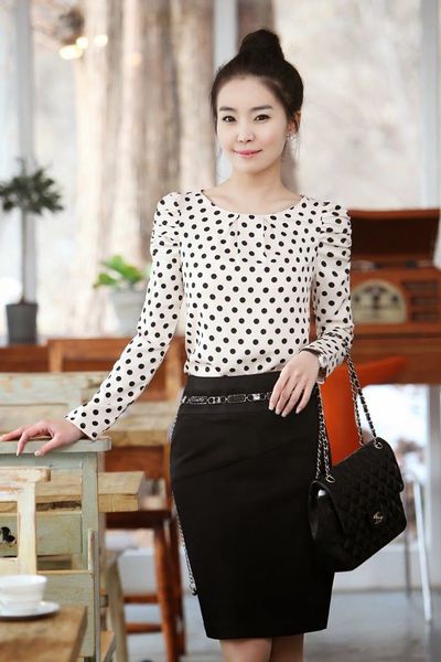 Áo sơmi chấm bi tay dài - 0221