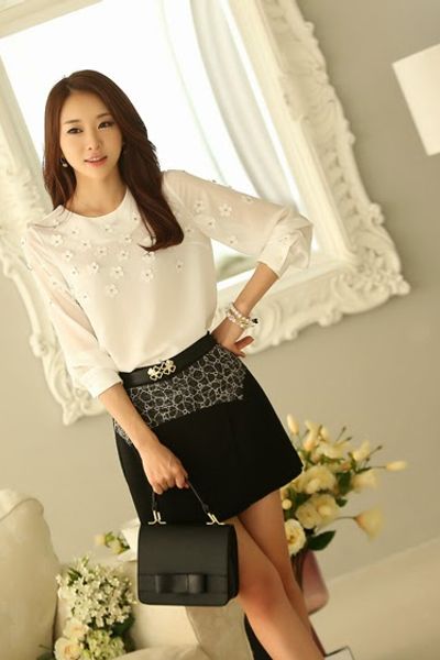 Áo voan chiffon đính hoa ms0490