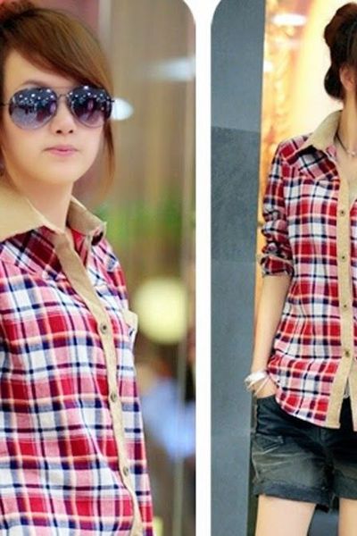 Áo somi caro viền màu - mc099 ms1276