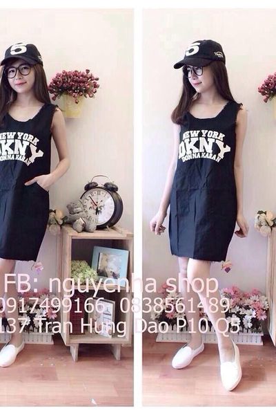 Xưởng chuyên sỉ - đầm in chử dkny dt6-0490