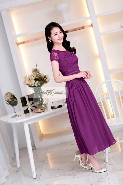 Đầm maxi phối ren xếp ly - d5121