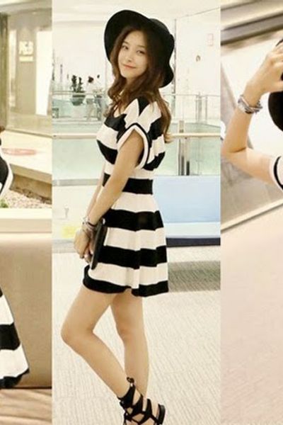 Đầm xòe sọc ngang bo eo ms1165