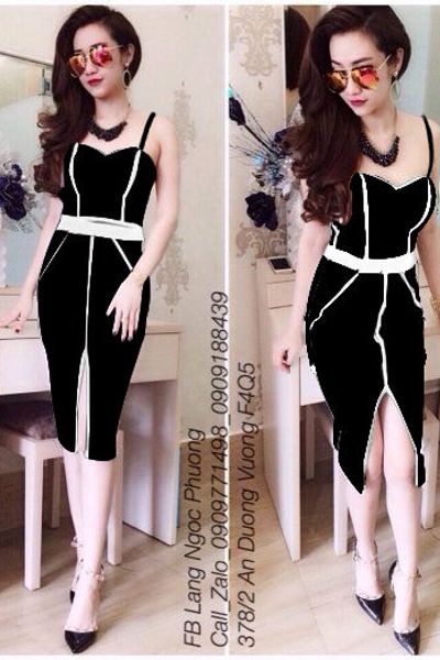Set áo hai dây croptop và chân váy ôm body sọc vd13
