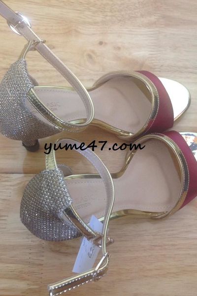 Giày quai vàng cao gót kim tuyến