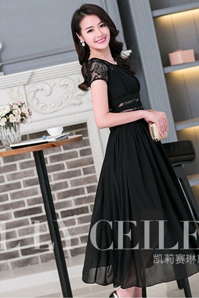 Đầm maxi phối ren xếp ly - d5121
