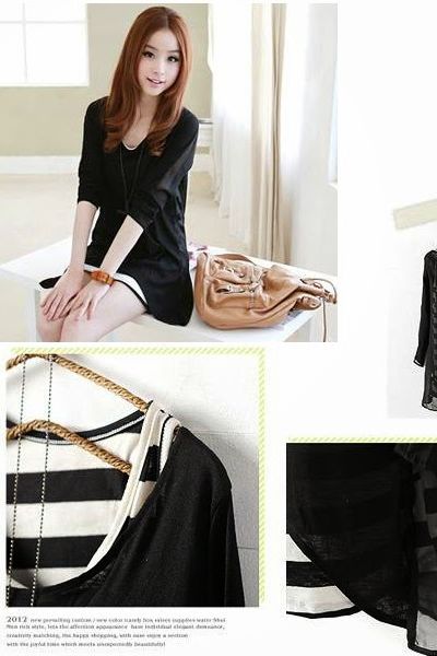Đầm body phối áo voan - D004