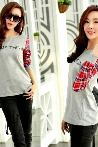Áo thun tay phối caro - 0695