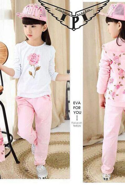A17412 - 25/10set 3 hoa hồng bg nguyên bộ da cá áo thun cotton in nướcri 8size 1-8