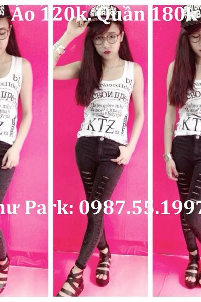Set áo ba lỗ quần rách 47 48 có bán rời