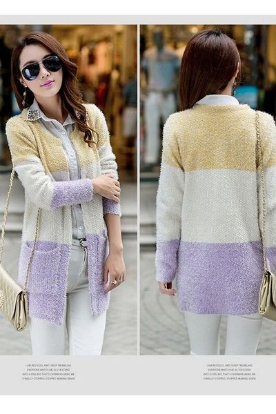 Áo khoác len phối 3 màu al0217