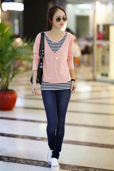 Áo thun phối sọc helen ms1142
