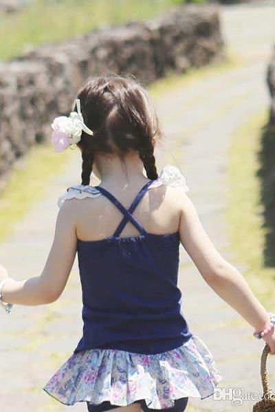 Bộ short bé gái chân váy cổ ren mùa hè