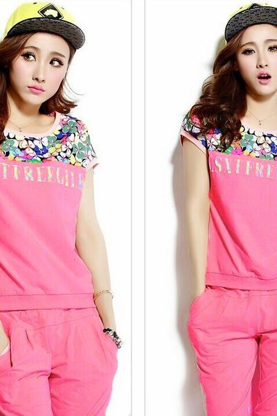 Bộ đồ thun lửng in hoa michi - 0577