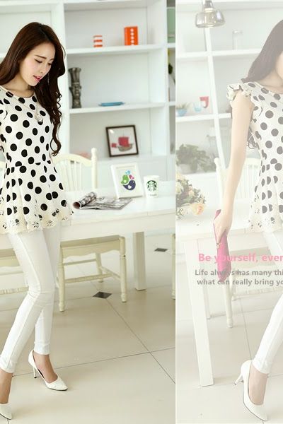 Áo chấm bi phối ren linda - mc109 ms0800