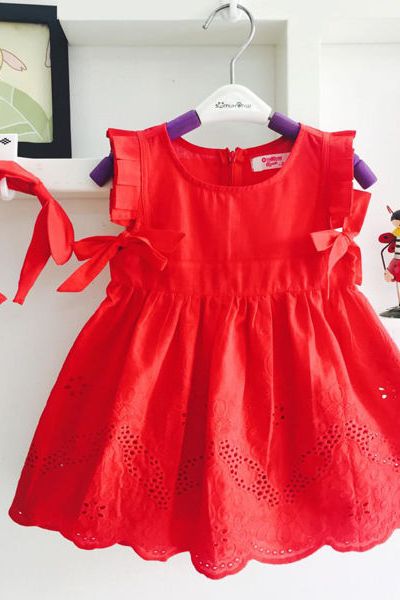 A18529 - đầm kate ren lỗ vải hàn quốc kèm băng đô oshkoshri 8size 1-8