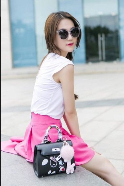 Bộ áo trắng chân váy hồng ngọc trinh 3286