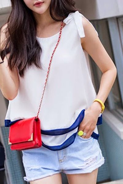 Áo voan 2 tầng thắt nơ - 0686