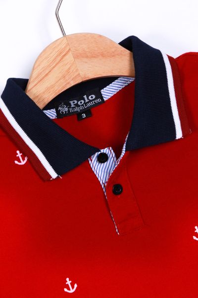 Áo polo họa tiết mỏ neo đỏ đôri nhí 7 cái ri đại 5 cái