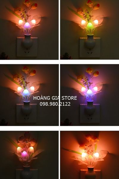 Đèn ngủ cảm biến ánh sáng tự động - thông minh hình lọ hoa nấm