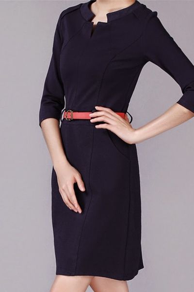 Đầm công sở cổ cách điệu - 1413
