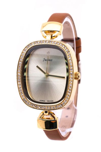 Đồng hồ julius viền ngọc ju956 nâu