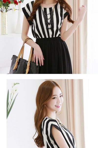 Đầm voan phối sọc đứng huxu - 0585