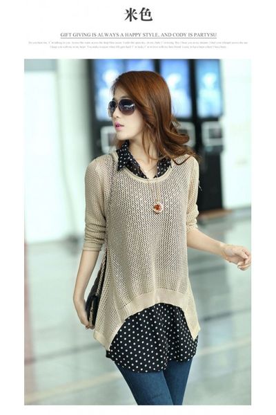 Set áo len và áo voan chấm bi al0210