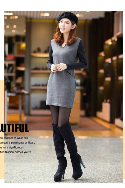 Đầm body tay dài phối túi mã 1150