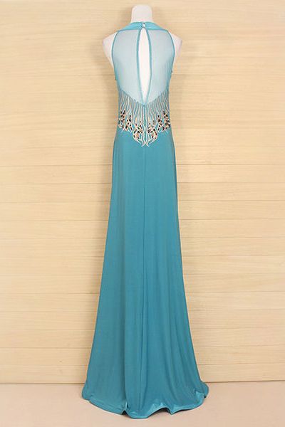 Co-c 004 đầm maxi cổ vòng không tay đính cườm khoét lưng