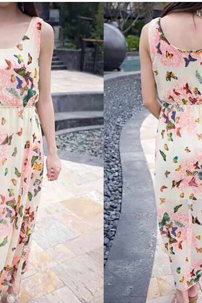 Chuyển sỉ đầm maxi họa tiết bướm