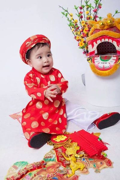 Áo dài truyền thống cho bé gấm thái tuấn cute sỉ giá tốt 115k tăng sz 5k