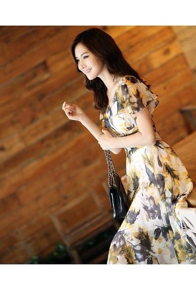 Đầm voan thu vàng dv2455