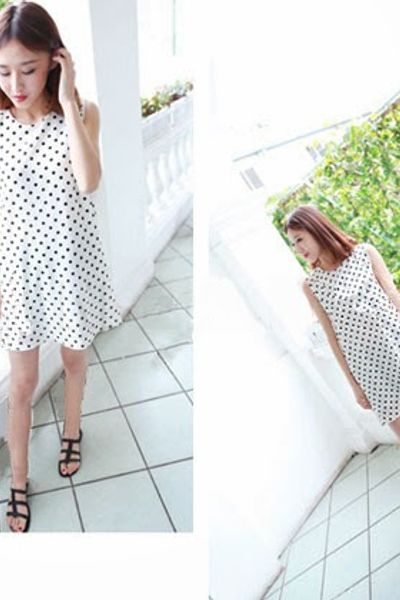 Đầm chấm bi phom rộng ms0450