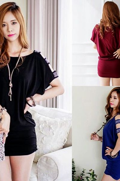 Đầm cánh dơi cut out đính hạt ms1186