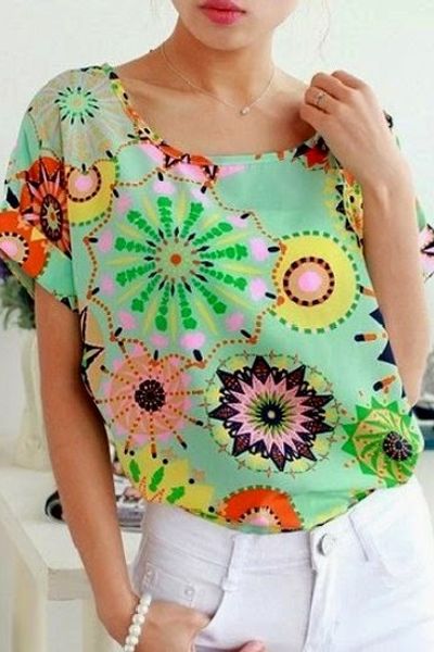 Áo chiffon tribal tay lật - 0319
