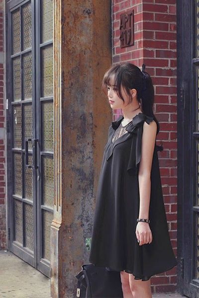 Đầm suông phối ren tay nơ ms0946
