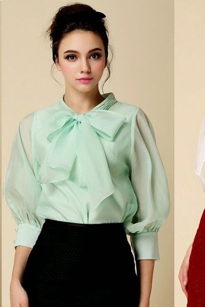 Áo voan chiffon thắt nơ ms0836