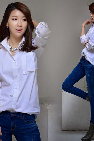 Áo somi trắng túi vuông - mc0109