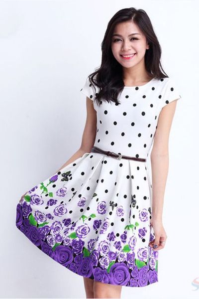 Đầm xòe chấm bi misen - 170