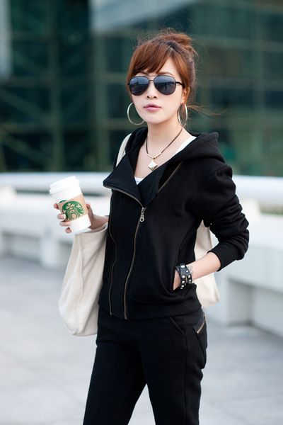 Áo khoác nữ phối dây kéo cá tính